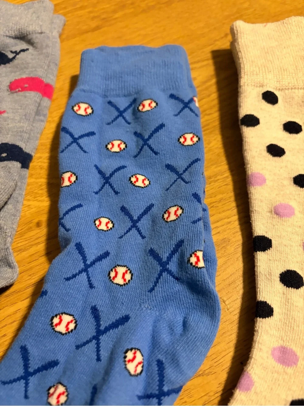 Set of 3 Men's Patterned Crew Socks VV- Blue Polka & Novelty Styles